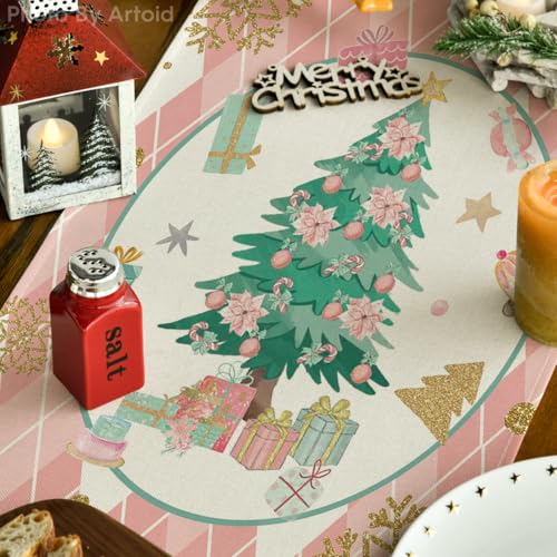 Pink 13x90 Inch Christmas Nutcracker Table Runner - Holiday Home Decor