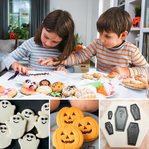 Halloween Cookie Cutter Set - Pumpkin, Skull, Ghost, Haunted House, Boots & Coffin - 6 Pcs