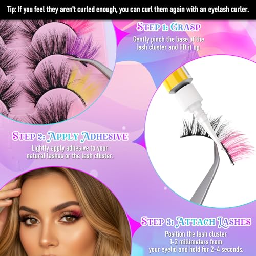 Colorful False Eyelashes Set 8 Pairs Curly Thick Reusable Drama Makeup