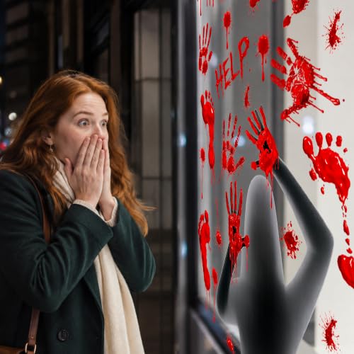 Halloween Bloody Window Clings Decorations - 6 Sheets Scary Stickers