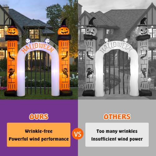Giant 11FT Halloween Inflatable Pumpkin Archway with LED Lights - Outdoor Decor Variation of Pumpkin Arch