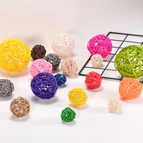 6-Pack 3.2 Inch Wicker Rattan Balls - Brown Decorative Vase Fillers