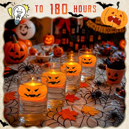 24-Pack Orange Floating Candles for Halloween Water Decor - Water-Activated, Long-Lasting Fall Pool & Table Decorations