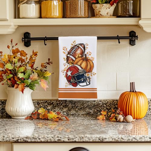 Pumpkin Fall Kitchen Towels Set of 2 - Orange Decorative Dish Towels