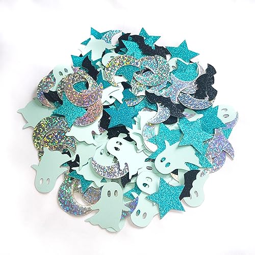 Halloween Baby Shower Confetti - Blue and Black Little Boo Decorations, 200 pcs
