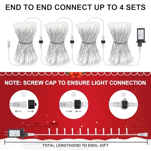 Warm White 33FT 100LED Connectable Christmas Fairy Lights with Timer & 8 Modes