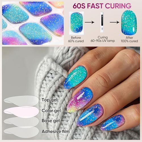 Semi Cured Gel Nail Strips Midsummer Night 175 - Long-Lasting Nail Art Stickers