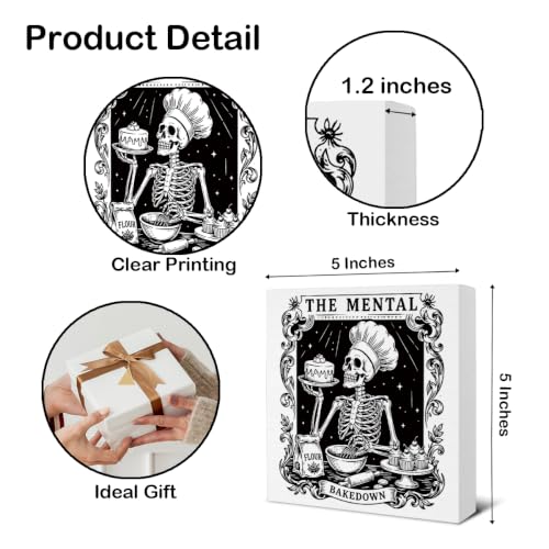 Funny Skeleton Baking Decor Wooden Sign - Gothic Kitchen Bakery Wall Art