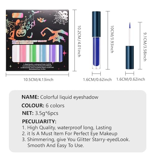 Colorful Matte Liquid Eyeshadow Set - Waterproof, Long-Lasting, Halloween Makeup - 6 Colors, Variation of Matte Colorful 2