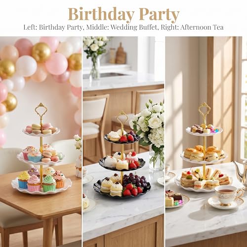 4 Pack 3-Tier Plastic Cupcake Stands Dessert Display Cake Tower for Buffet & Parties