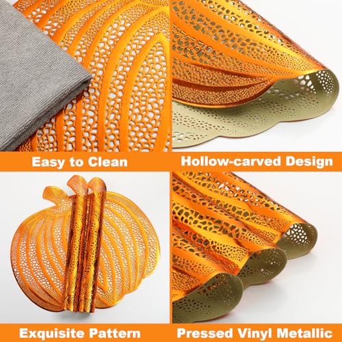 Thanksgiving Pumpkin Placemats Vinyl Metallic Bronze - Set of 12