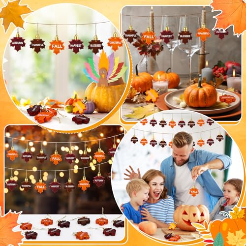 Fall Thanksgiving Maple Leaf Tree Ornaments - 24 Pcs Autumn Hanging Decor - Seasonal Holiday Decorations