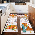 Fall Kitchen Rug Set of 3 with Pumpkin & Striped Variations – Washable Non-Slip Rugs for Kitchen & Entryway