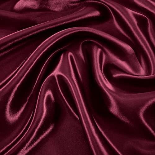 Set of 100 Burgundy Satin Scalloped Napkins 17x17 Inches for Wedding & Party