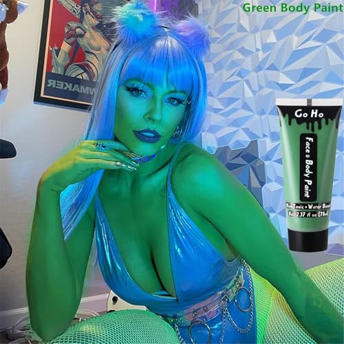 Green Face Body Paint Full Coverage for Witch Costume - Halloween Makeup