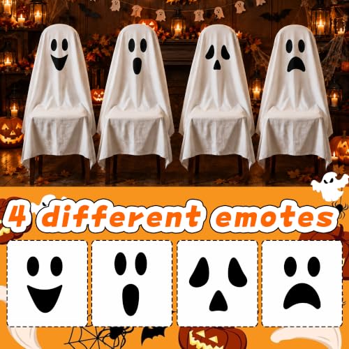 Halloween Ghost Chair Covers Set of 4 - 59x63 Inch Spooky Decor for Chairs