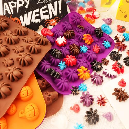 Halloween Silicone Mold 2-Pack Spider-Shaped Cake & Candy Molds, Food Grade Non-Stick, 28 Cavities