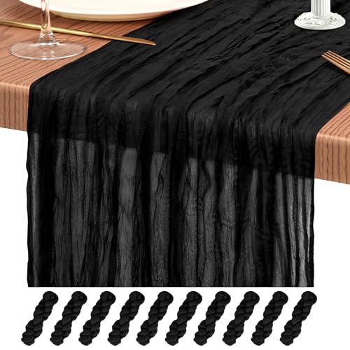 Black Cheesecloth Table Runner Set - 10 Pack, 10ft Wedding & Event Decor
