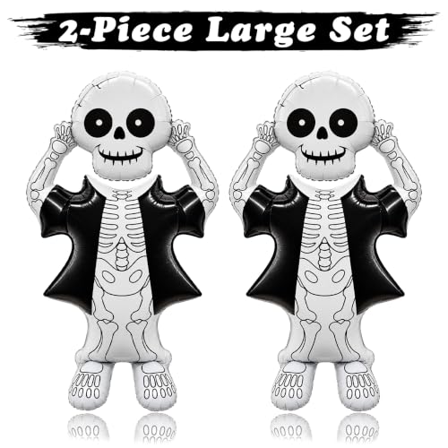 Large Self-Standing Skeleton Balloons for Halloween Party Decorations - 2 Pack