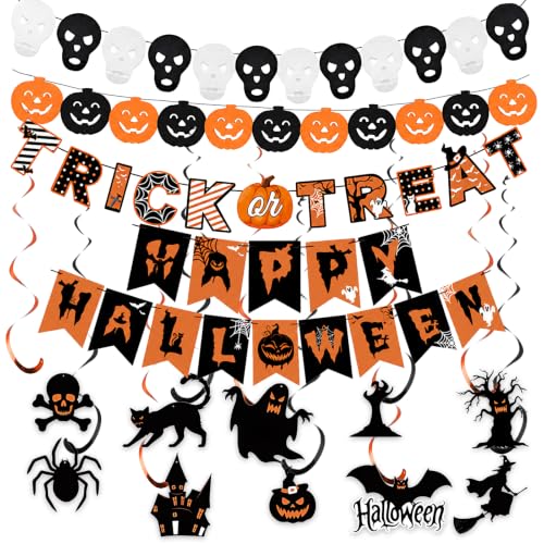 Halloween Party Decorations Banner Set - Black, Orange, White Holiday Decor