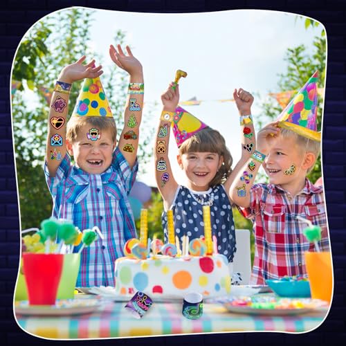 Neon Party Favors Set with Bracelets and Temporary Tattoos for Kids & Adults