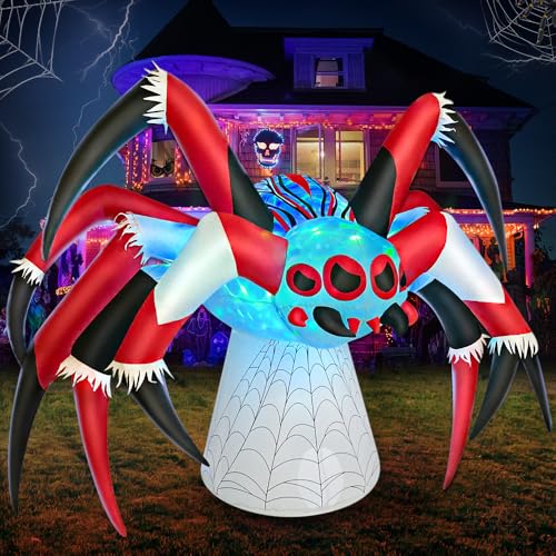 6FT Halloween Inflatable Spider Decoration with LED Lights Outdoor Yard Decor