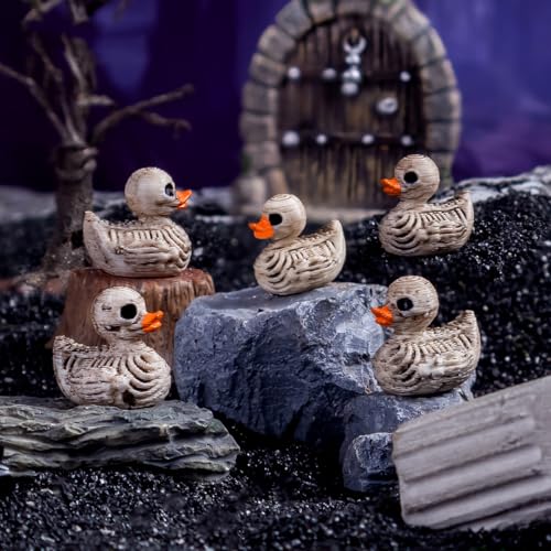 Mini Skeleton Duck Figurines for Halloween Decorations - 100 Pcs