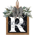 All Year Round Front Door Wreath with Last Name Sign - Farmhouse Porch Decor - Variation R