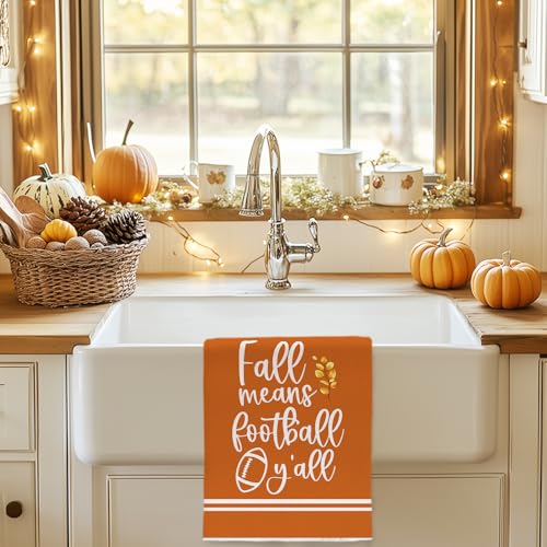 Pumpkin Fall Kitchen Towels Set of 2 - Orange Decorative Dish Towels