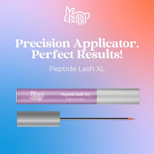 Hunny Bunny Peptide Lash XL - Serum For More Volume, Fuller and Healthier Look - Non-Irritating Formula For Length - Untinted Eyelash Serum Safe For Sensitive Eyes | 60-Day Supply (5mL) Made in USA