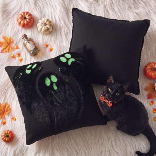 Halloween Ghost Throw Pillow Covers 18x18 Inch Set of 2 - Black Ghost Variation