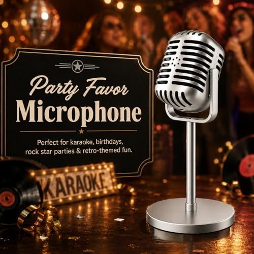 2PCS Silver Retro Microphone Prop Fake Party Microphone - Vintage Stage Accessory