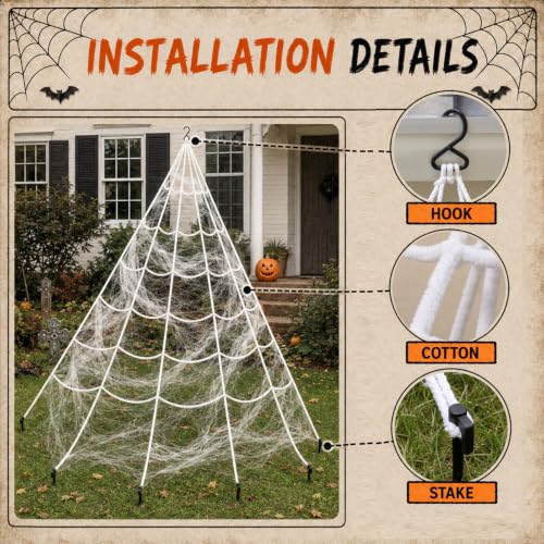 Halloween Decorations Set with 4.9 Ft Spider & 16.4 Ft Web - Yard & Party Decor