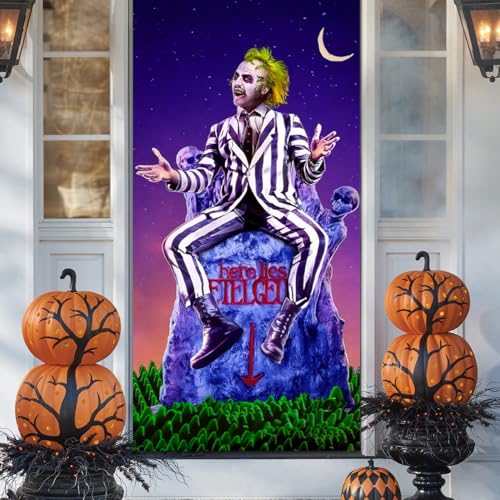 Halloween Door Cover Decorations - Horror Gothic Style for Party & Front Door