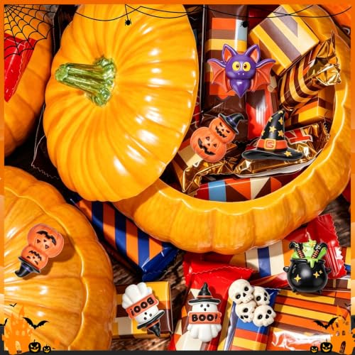 Halloween Resin Figurines Set - 60 Mini Decorations with Ghosts Bats Pumpkins & More - Variation: Halloween