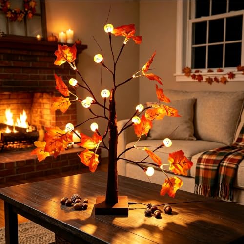 DIY Fall Pumpkin Lamp with Bat & Spider Web Decorations for Home Decor
