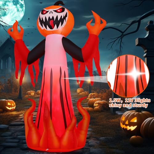 8 Ft Halloween Inflatable Pumpkin Demon with LED Lights - Outdoor Yard Decor
