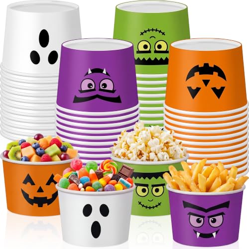 Halloween Grimace Snack Bowls Set - 48 Disposable Paper Cups for Parties