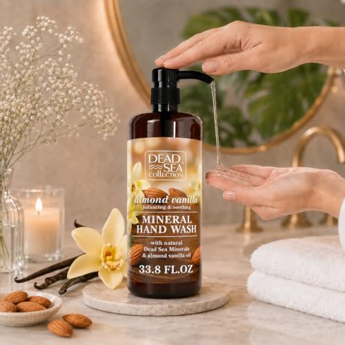 Dead Sea Collection Almond Vanilla Hand Soap Pump - Moisturizing Liquid with Dead Sea Minerals, Pack of 2