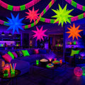 Glow in The Dark Neon Party Decorations Set – Star Balloons & Streamers for Birthday & Event Backdrops