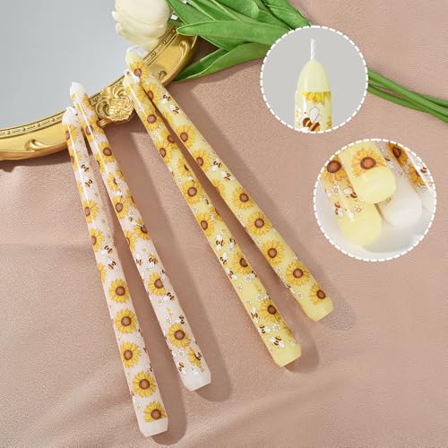 Yellow 10 Inch Unscented Dripless Taper Candles - Fall Harvest Halloween Decor - 4 Pack