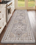 LUMI Cushioned Anti-Fatigue Kitchen Floor Mat 87 Inch Grey & Taupe