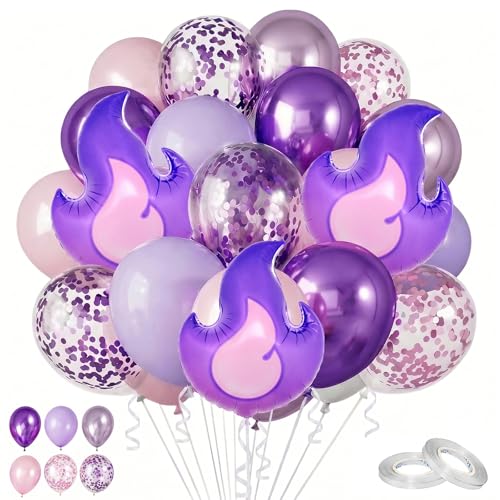 Purple Flame Balloon Set with Foil Balloons for Birthday & Party Decorations - 35PCS