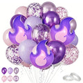 Purple Flame Balloon Set with Foil Balloons for Birthday & Party Decorations - 35PCS