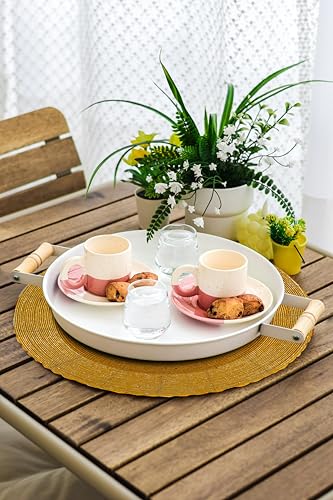 Lightnpro Handmade Beaded Placemats Set of 4 - 13 Inch Mustard Rustic Table Decor