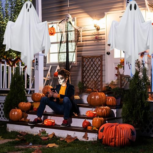 Halloween Hanging Ghost Decorations - 6 Pack, 27.6 Inch Outdoor Spooky Yard Decor