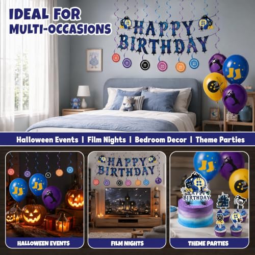 Halloween Birthday Party Decorations Set with Banner Balloons Cake Toppers Spooky Theme