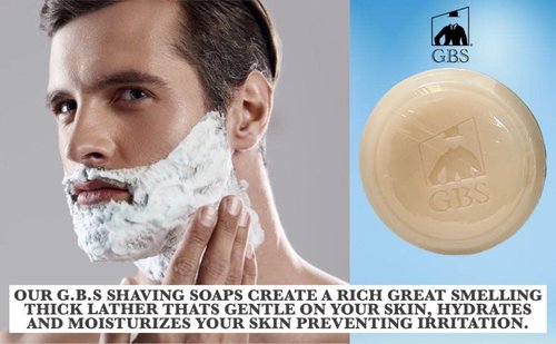 G.B.S Heavy Duty Ceramic Ivory Shaving Mug with Knob Handle and Natural Soap