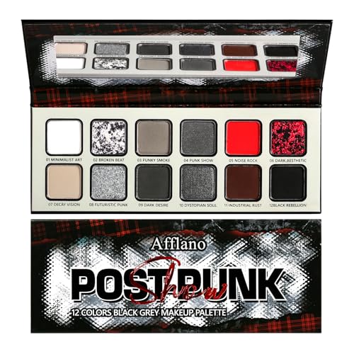 Emo Punk Goth Smoky Eyeshadow Palette - 12 High Pigment Shades for Dark Makeup