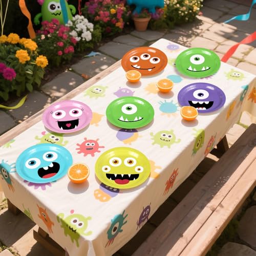 Colorful Face Plates 60Pcs 9-inch Cartoon Paper Plates for Birthday Party